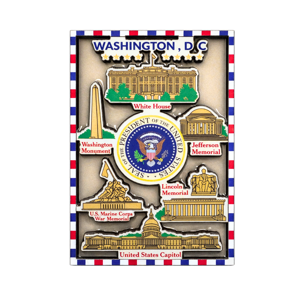 Washington DC Presidential Seal Wood Landmark Magnet