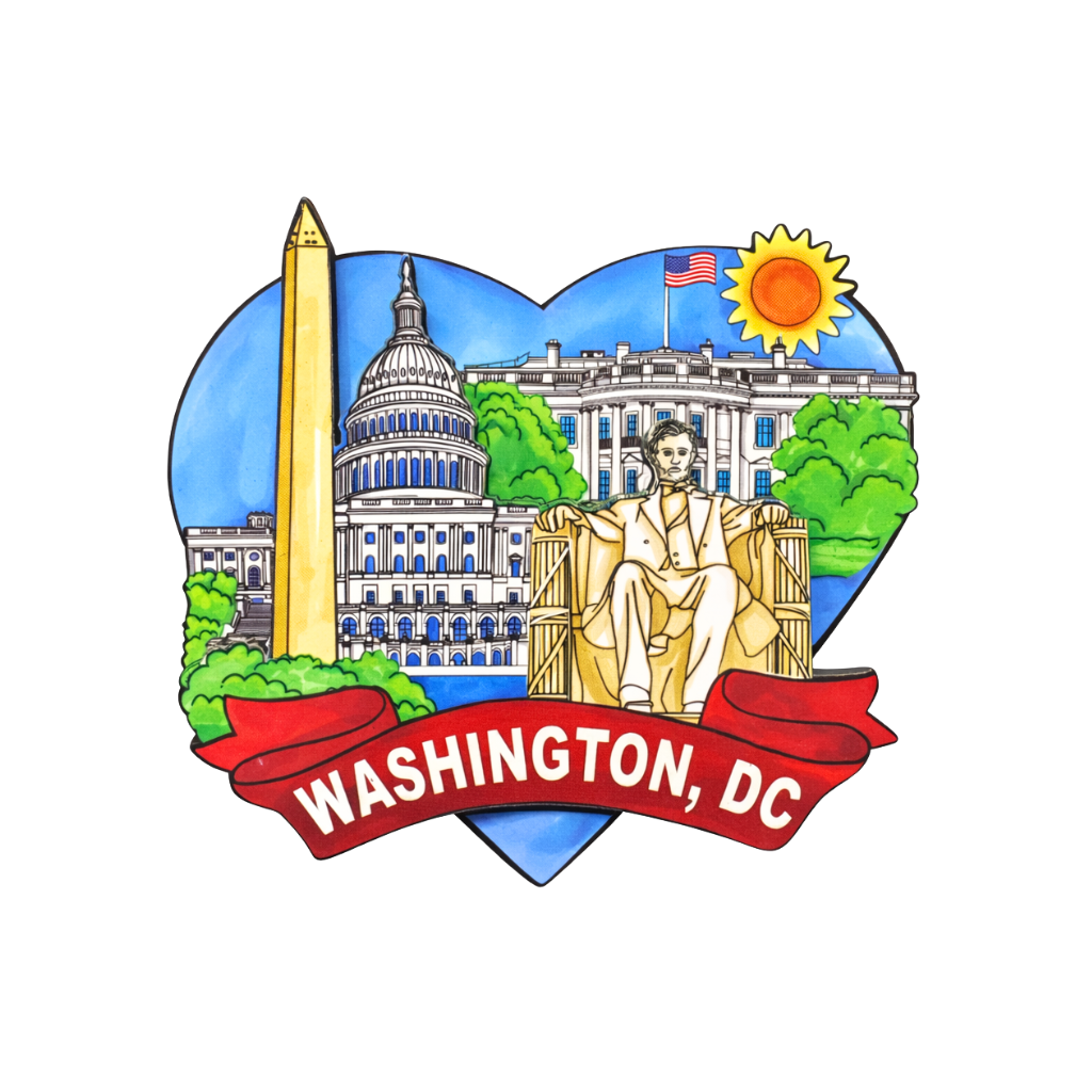 Washington DC Wood Heart Landmark Magnet