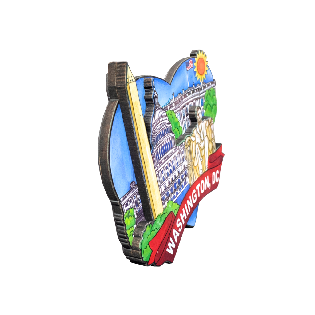 Washington DC Wood Heart Landmark Magnet