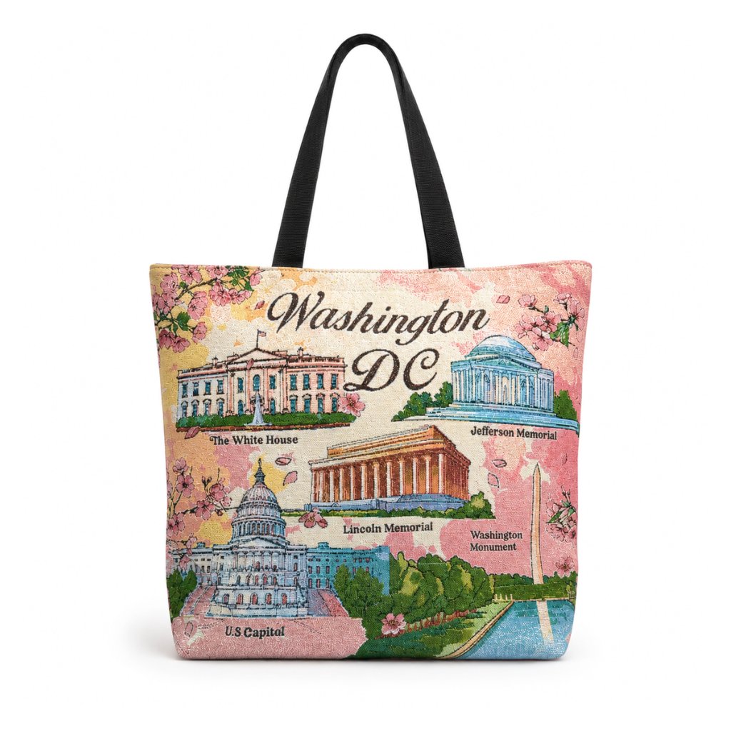Washington DC Cherry Blossom Landmark Tote Bag