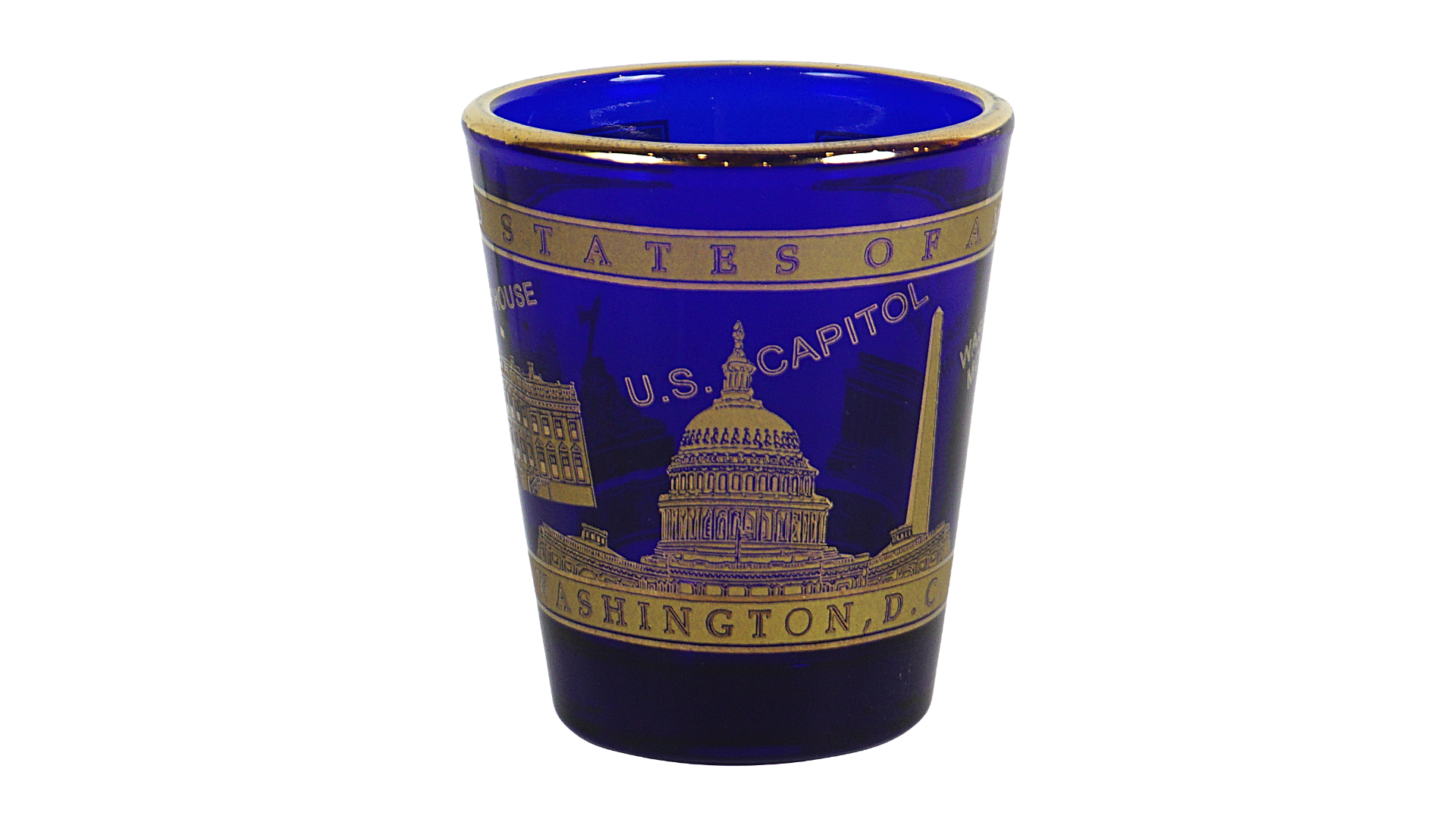 PANORAMIC WDC SHOT GLASS  BLUE/COBALT
