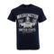 A navy blue t-shirt with a design featuring text Washington DC EST 1787 and the U.S. Capitol building.