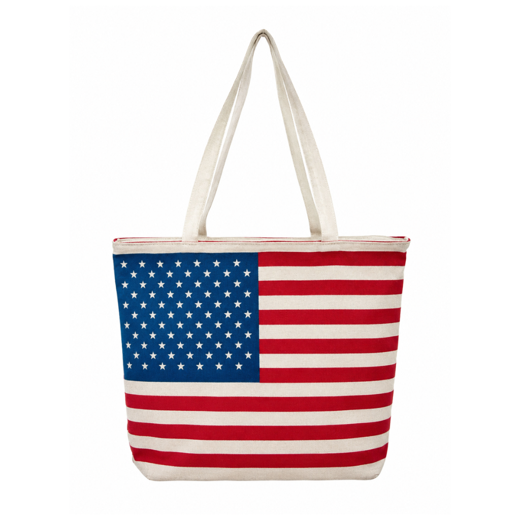 American Flag Canvas Tote Bag