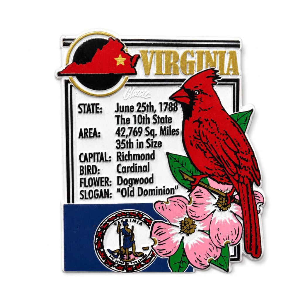 Virginia Montage Cardinal Bird Rubber Magnet