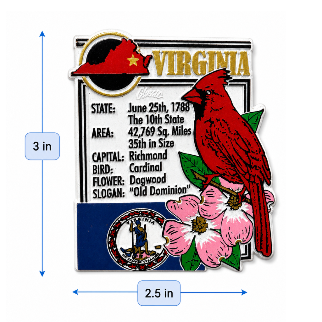 Virginia Montage Cardinal Bird Rubber Magnet