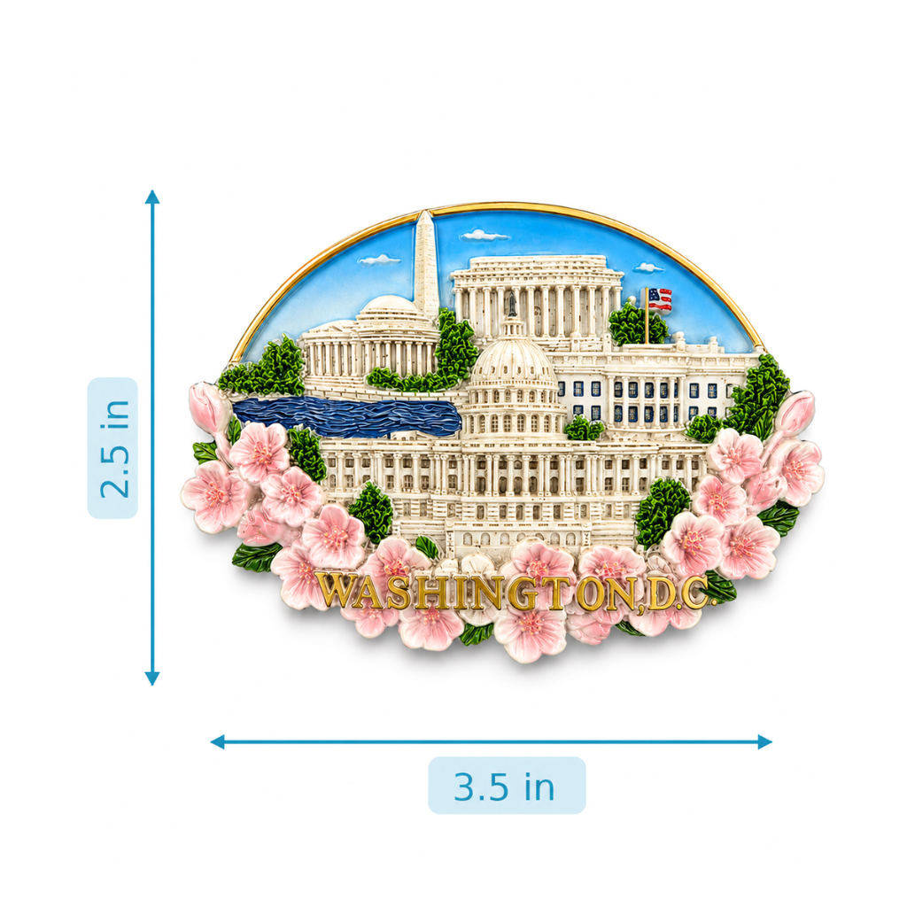 Washington DC Architectures and Cherry Blossom Oval Ceramic Magnet