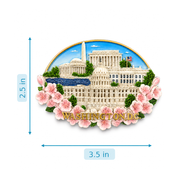 Washington DC Architectures and Cherry Blossom Oval Ceramic Magnet