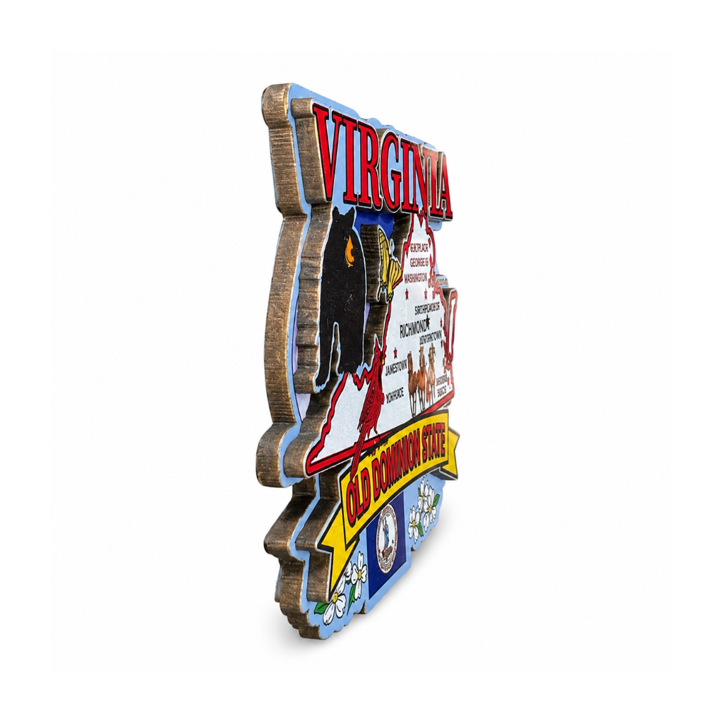 Virginia Old Dominion State Wood Souvenir Magnet