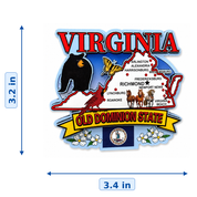 Virginia Old Dominion State Wood Souvenir Magnet