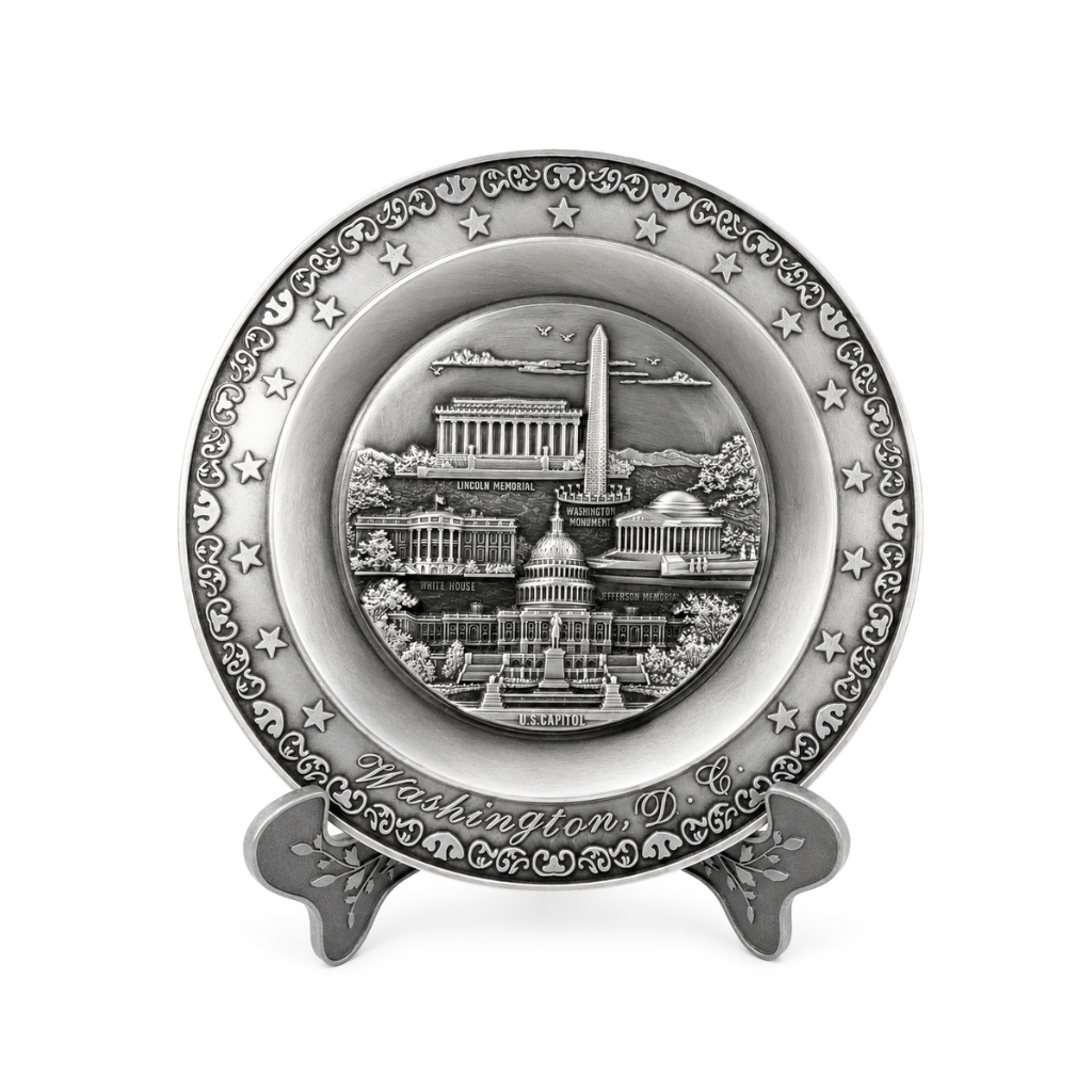 Medium Washington D.C Panorama Metal Pewter Plate 5.5"