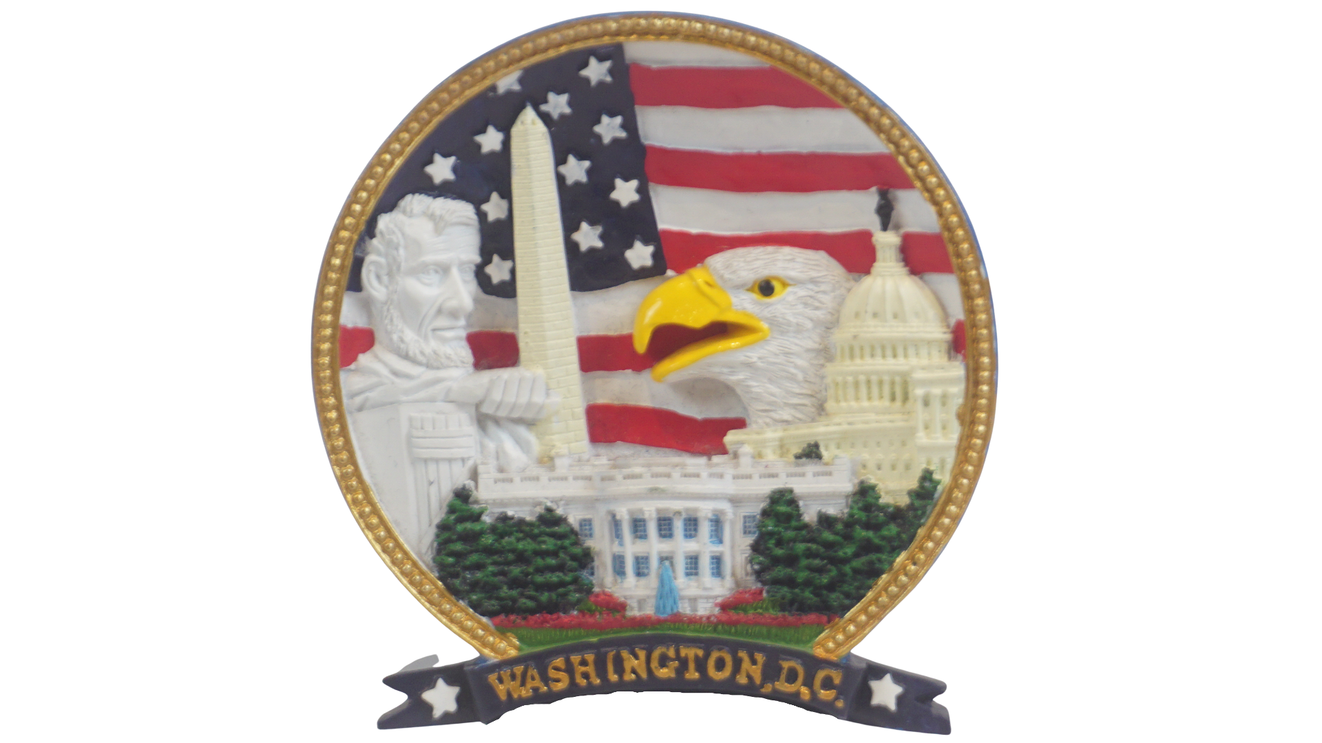 3D Washington D.C. Panoramic Plate with Eagle
