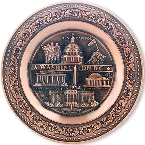 Washington DC Landmarks Copper Souvenir Plate with Stand