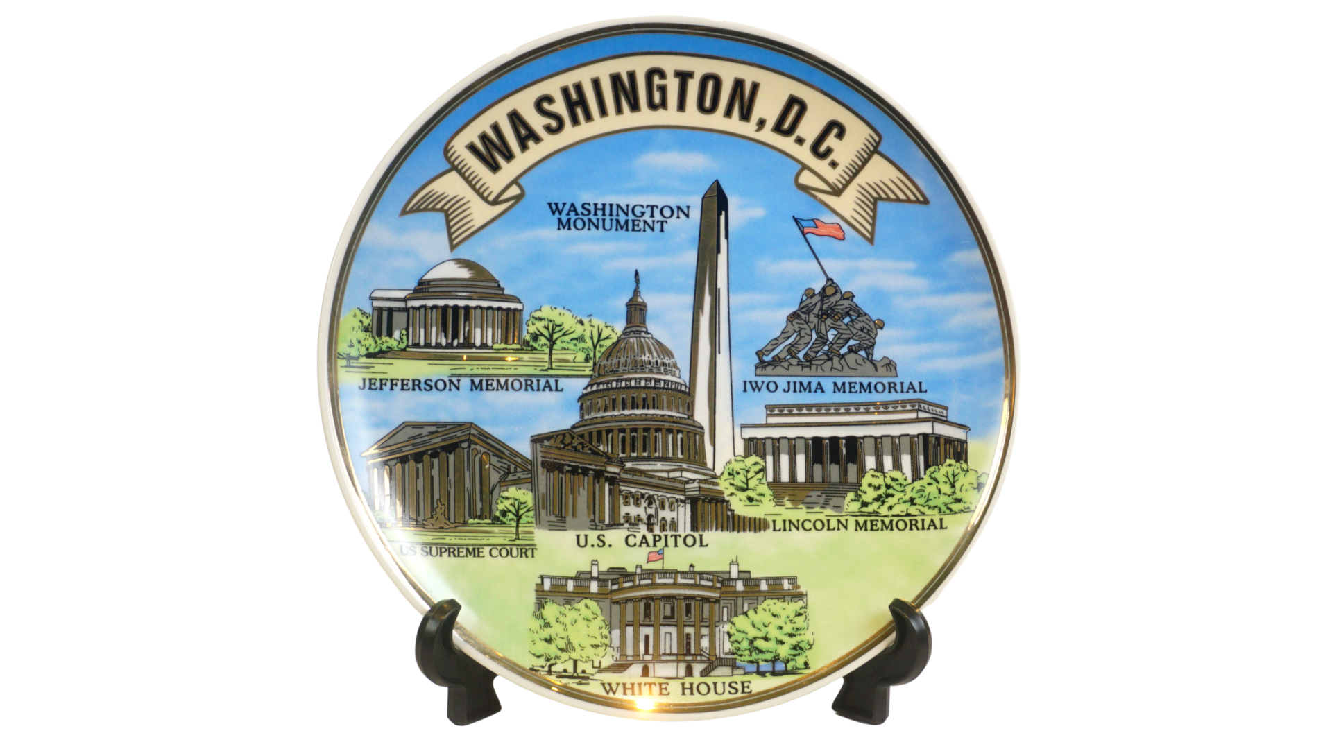 Washington DC Panorama Sky Blue Plate 7.8"