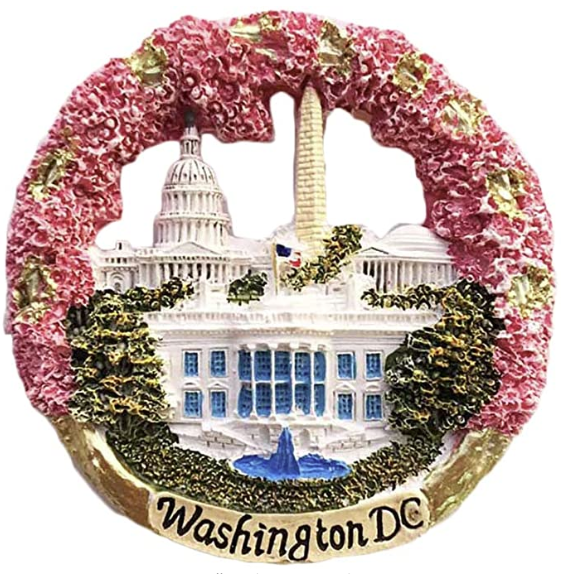 3D Washington DC Landmarks with Cherry Blossom Magnet