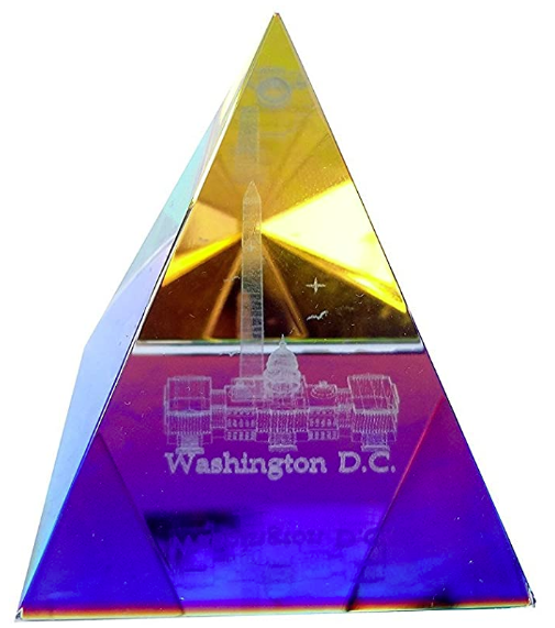 Washington DC Glass 3D Crystal Pyramid Souvenir