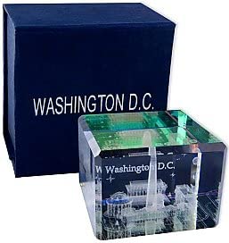 Washington DC Monuments Laser Crystal Paperweight