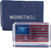 Washington DC Panorama & USA Flag Laser Crystal Paperweight