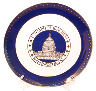 Stunning Ceramic US Capitol Plate with Display Stand