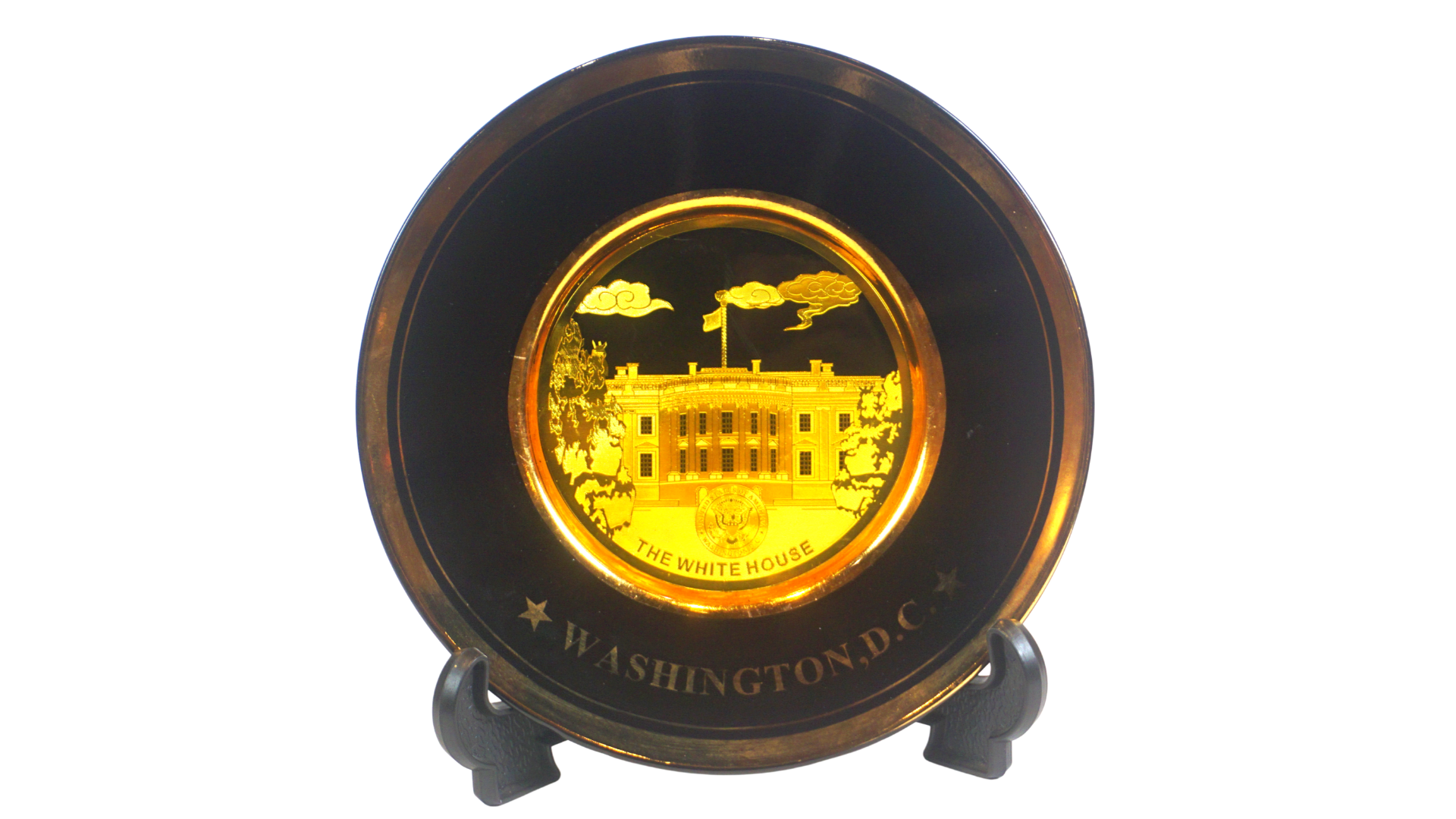 White House Gold/Black Chokin Plate 6.25"