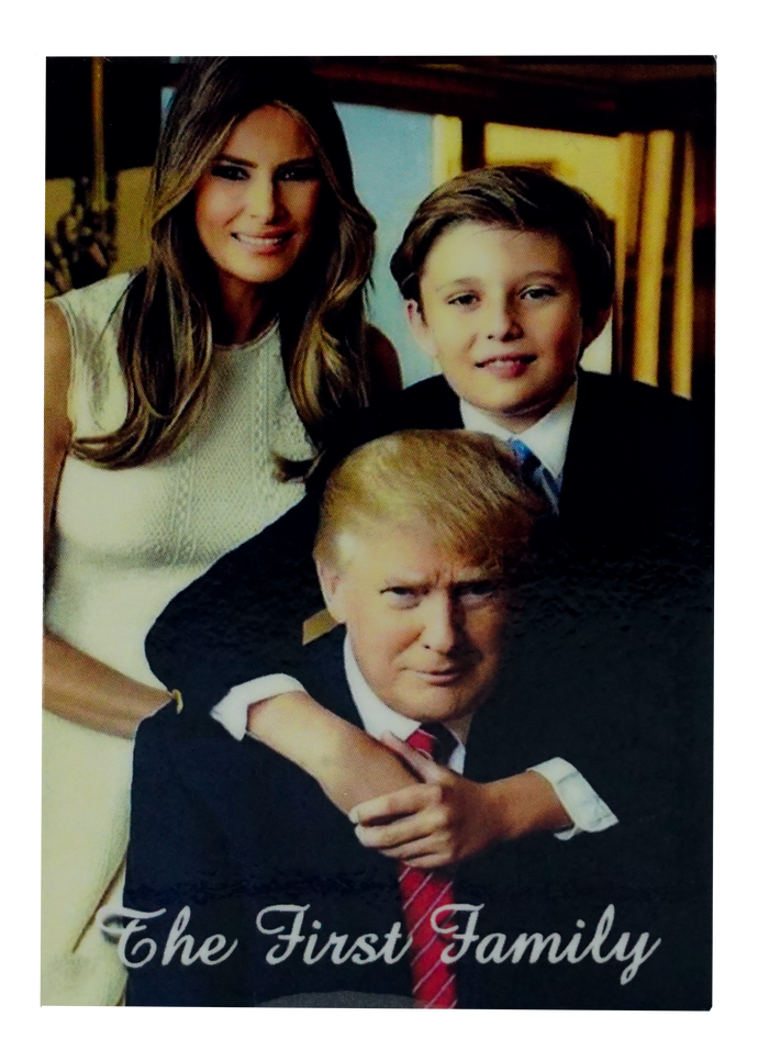 President Donald Trump with First Lady and Barron Refrigerator Magnet