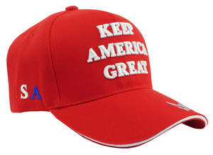 "Keep America Great" with Trump Signature Embroidered Baseball Cap Red