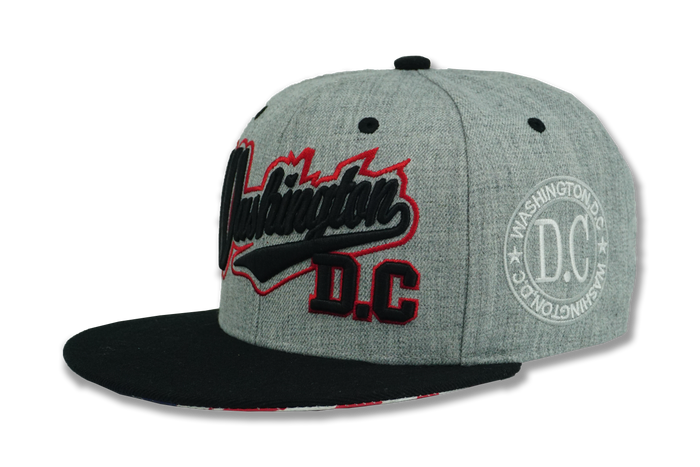 Washington DC Snapback Embroidered Baseball Cap Charcoal/Black