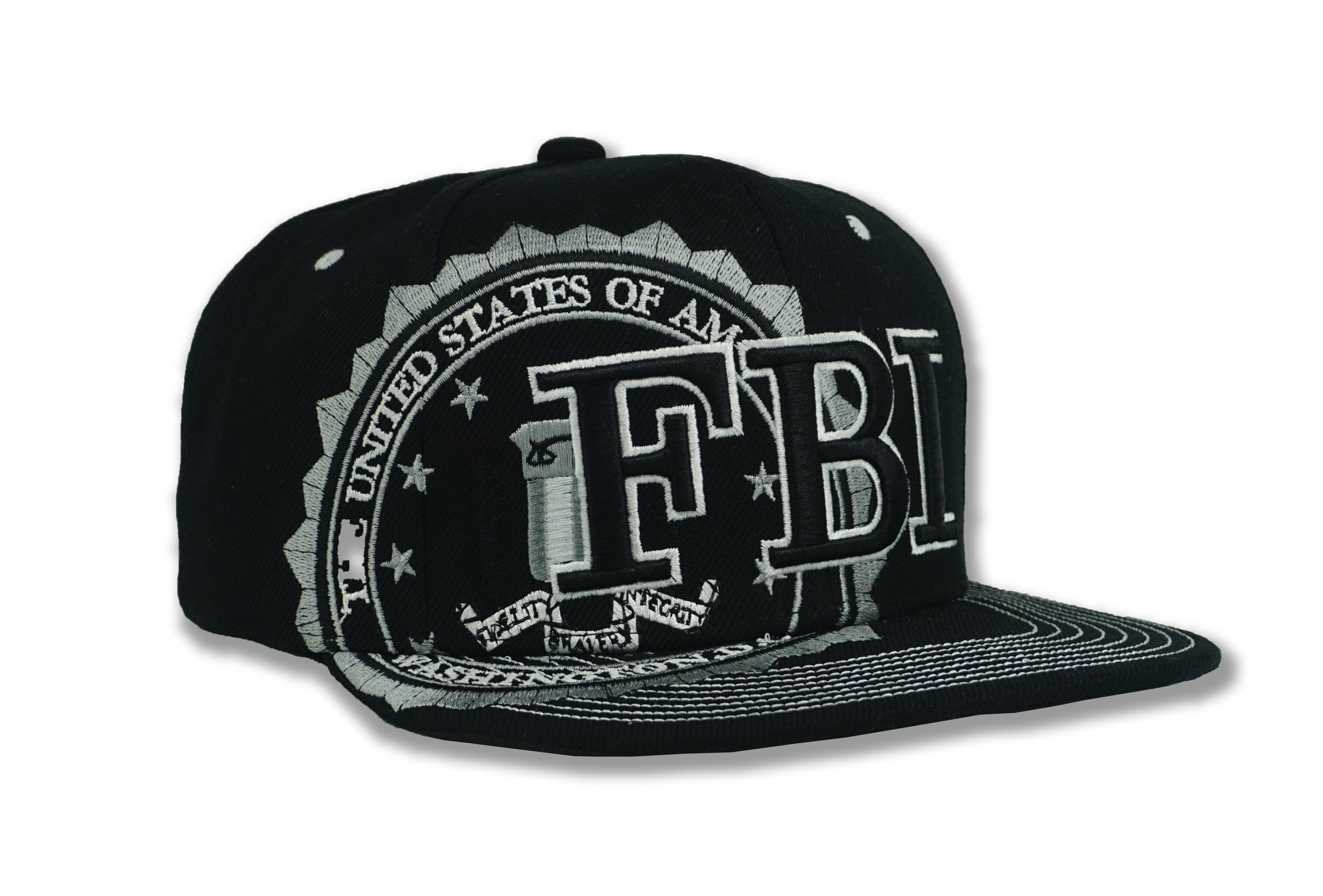 FBI Snapback Embroidered Baseball Cap Black