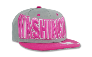 Washington DC Snapback Embroidered Baseball Cap Charcoal/Pink