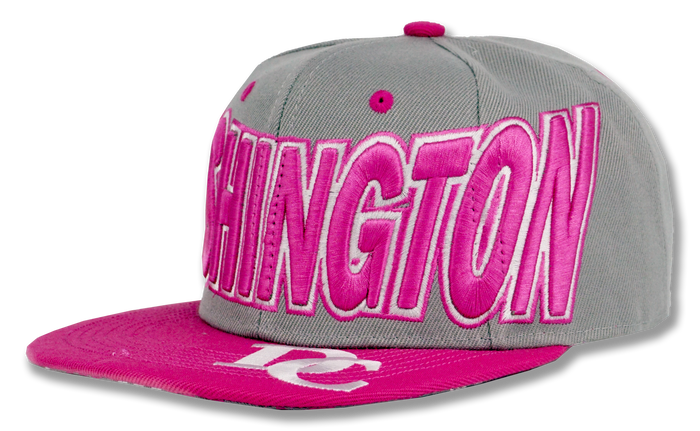 Washington DC Snapback Embroidered Baseball Cap Charcoal/Pink