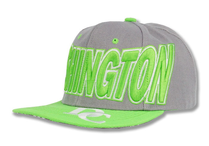 Washington DC Snapback Embroidered Baseball Cap Charcoal/Lime Green