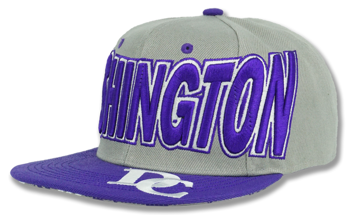 Washington DC Snapback Embroidered Baseball Cap Charcoal/Purple