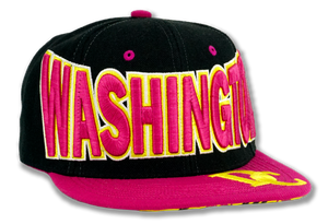 Washington DC Snap Back Embroidered Baseball Cap Black/Pink