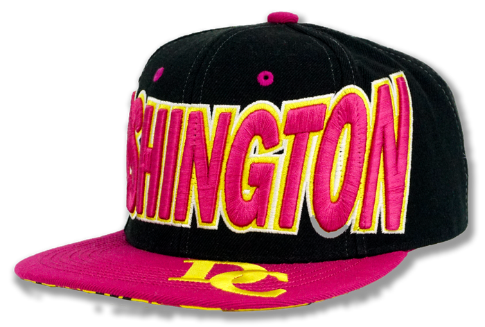 Washington DC Snap Back Embroidered Baseball Cap Black/Pink