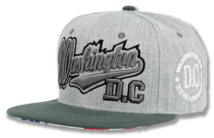 Washington DC Snapback Embroidered Baseball Cap Grey/Charcoal