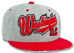 Washington DC Snapback Embroidered Baseball Cap Grey/Red