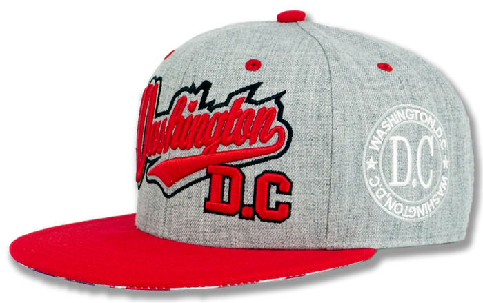 Washington DC Snapback Embroidered Baseball Cap Grey/Red