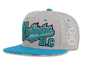 Washington DC Snapback Embroidered Baseball Cap Grey/Turquoise