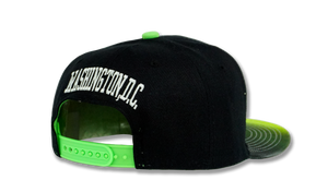 Washington DC Stitched Embroidered Snapback Hat Black/Lime Green