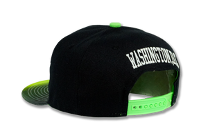 Washington DC Stitched Embroidered Snapback Hat Black/Lime Green