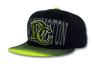 Washington DC Stitched Embroidered Snapback Hat Black/Lime Green