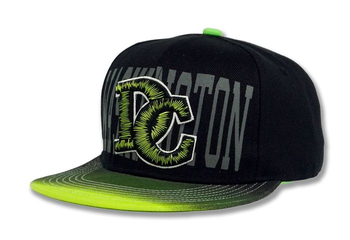 Washington DC Stitched Embroidered Snapback Hat Black Lime Green Abe s Gifts Washington DC