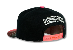 Washington DC Stitched Embroidered Snapback Hat Black/Pink