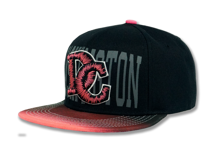 Washington DC Stitched Embroidered Snapback Hat Black/Pink