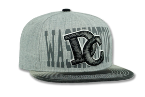 Washington DC Stitched Embroidered Snapback Hat Charcoal/Grey