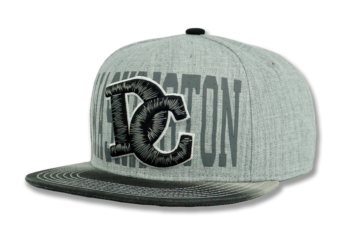 Washington DC Stitched Embroidered Snapback Hat Charcoal/Grey