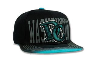 Washington DC Stitched Embroidered Snapback Hat Black/Turquoise