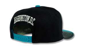 Washington DC Stitched Embroidered Snapback Hat Black/Turquoise