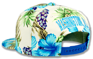 Washington DC Snapback Embroidered Baseball Cap Floral Turquoise