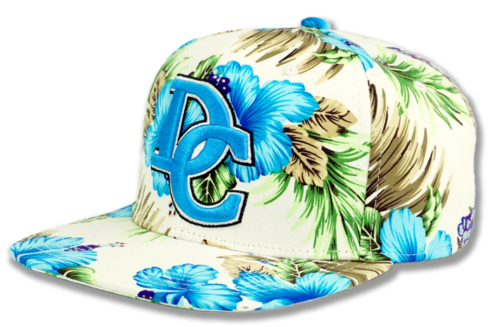 Washington DC Snapback Embroidered Baseball Cap Floral Turquoise