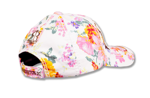 Washington DC Colorful Floral Embroidered Baseball Cap White